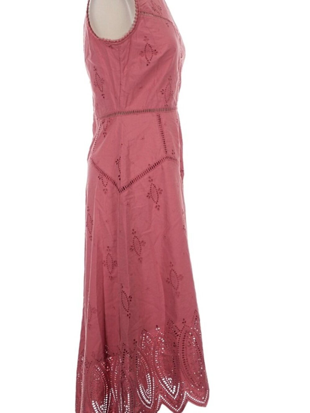 NWT $398 Joie Halone Eyelet Hi-Low Midi Dress Coral Pink Brunch Romantic Sz 4 - Picture 6 of 10